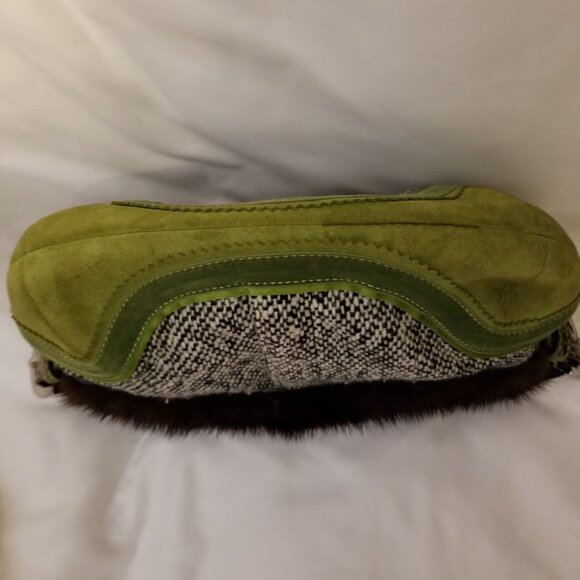 Authentic Coach RARE Limited Edition Vintage Tweed Suede Python Fur Hobo Purse - Picture 6 of 8